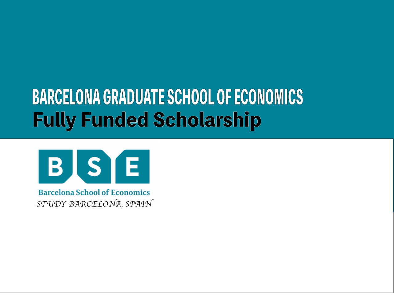 BARCELONA GRADUATE SCHOOL OF ECONOMICS SCHOLARSHIPS